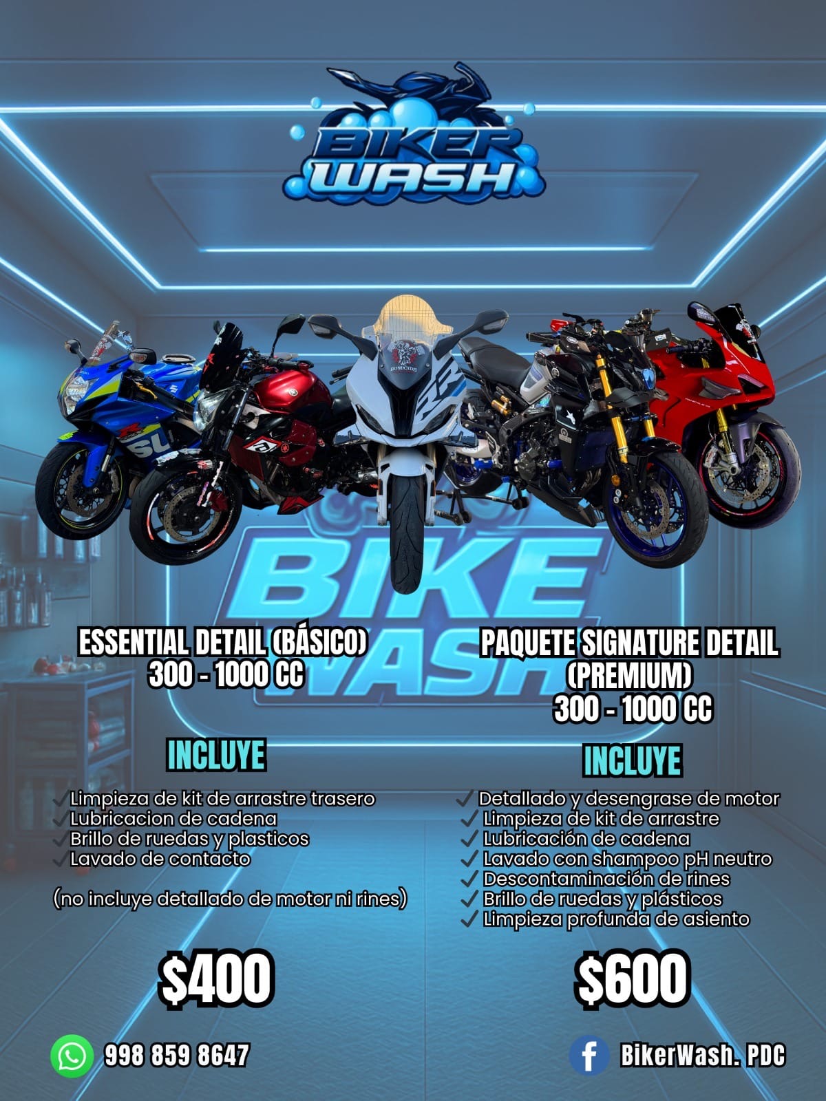 Paquetes para motos 300 a 1000 cc
