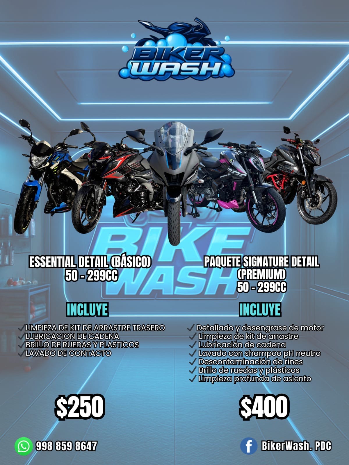 Paquetes para motos 50 a 299 cc